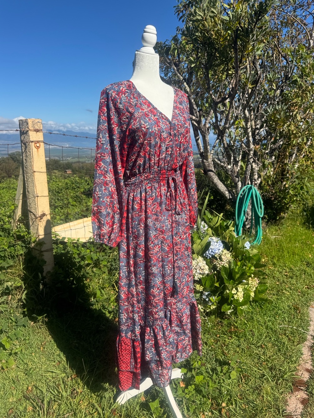 Anthropologie Boemo Peasant Floral Boho Long Sleeve MIDI Dress medium - Picture 3 of 6
